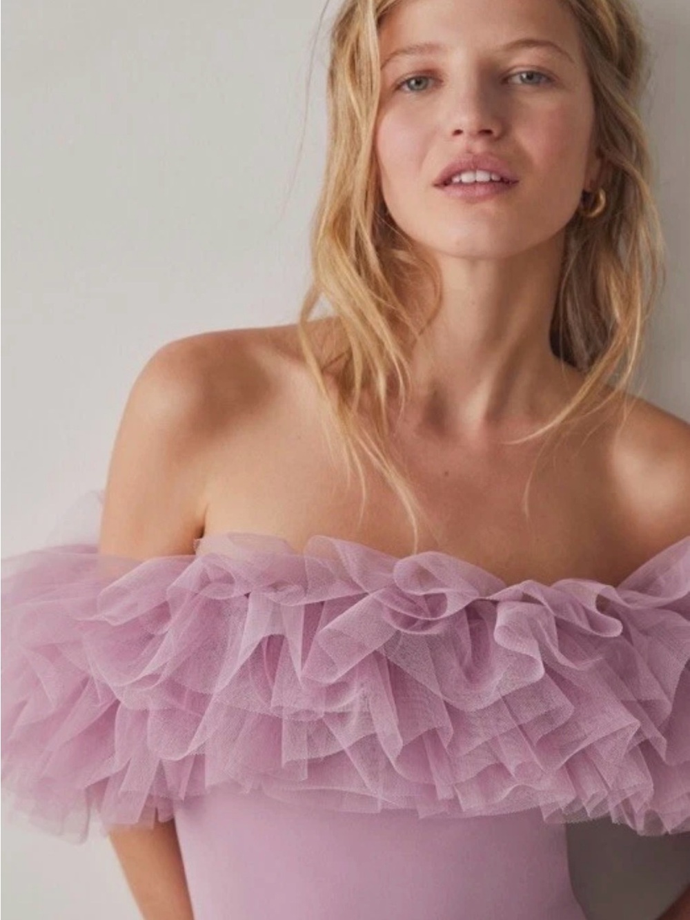Free People Intimately Big Love Tulle Ruffles off shoulder Ballerina bodysuit